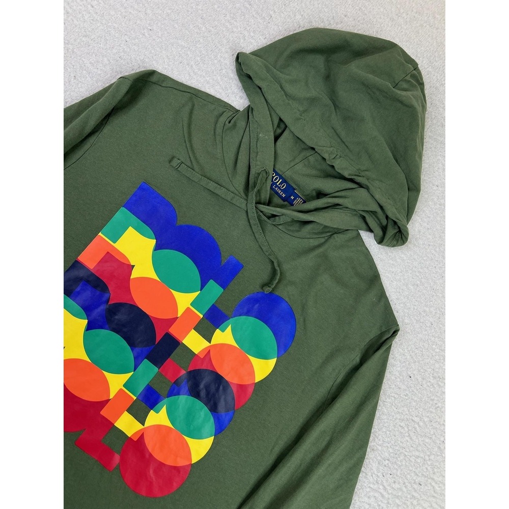 Polo Ralph Lauren Hoodie Pullover Mens Medium Green POLO Graphic Lightweight - Picture 3 of 9